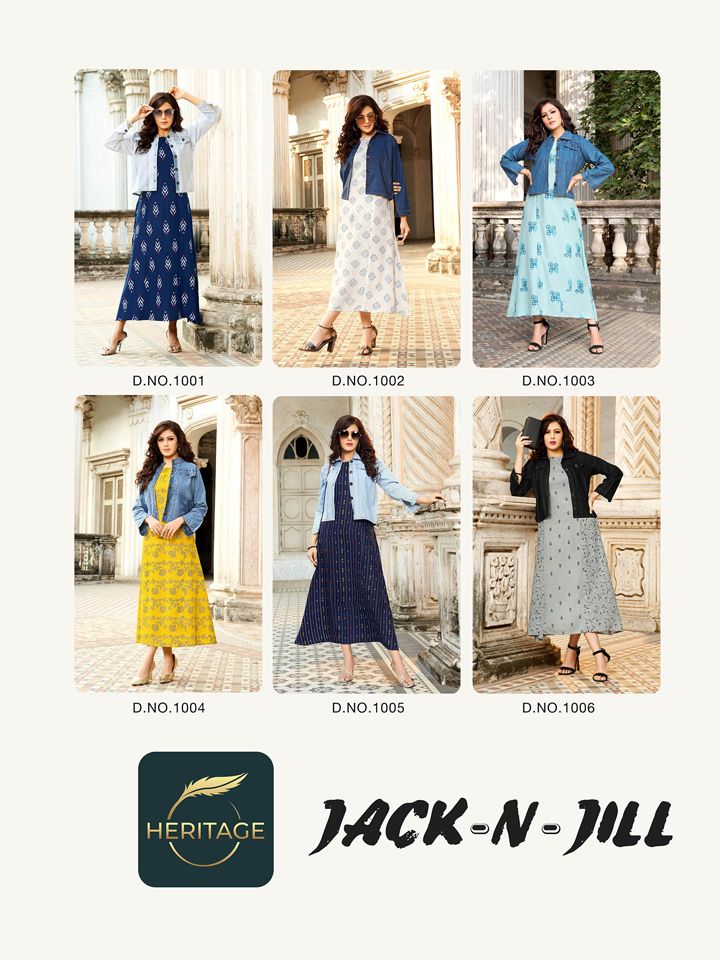 Heritage Jack N Jill Fancy Party Wear Rayon Printed Long Kurti Collection